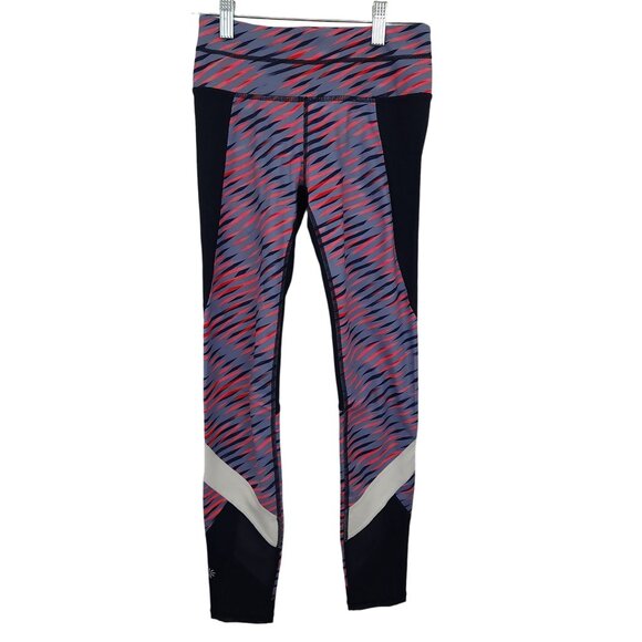 Athleta Leggings Junior's XXS Athletic Mesh Panel Striped Colorful Yoga Capri - Picture 1 of 10